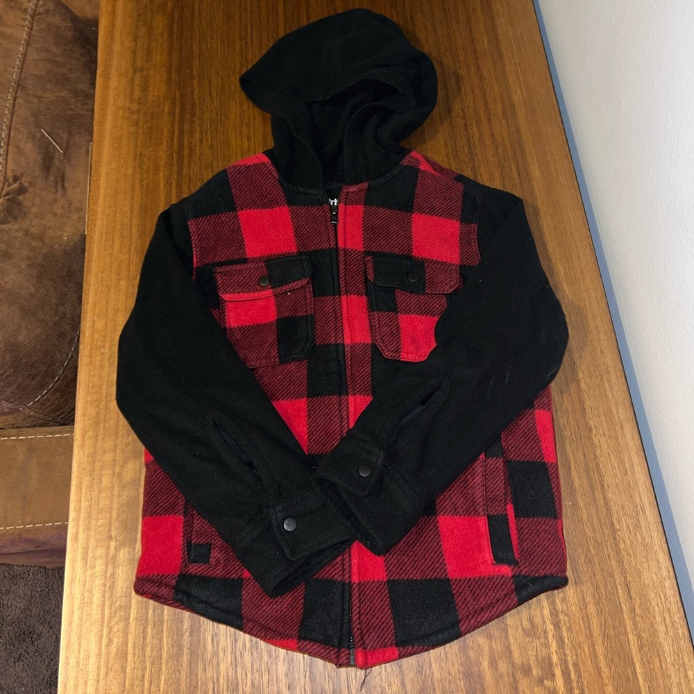 Boys Urban Pipeline Fleece-Lined Black and Red Jacket